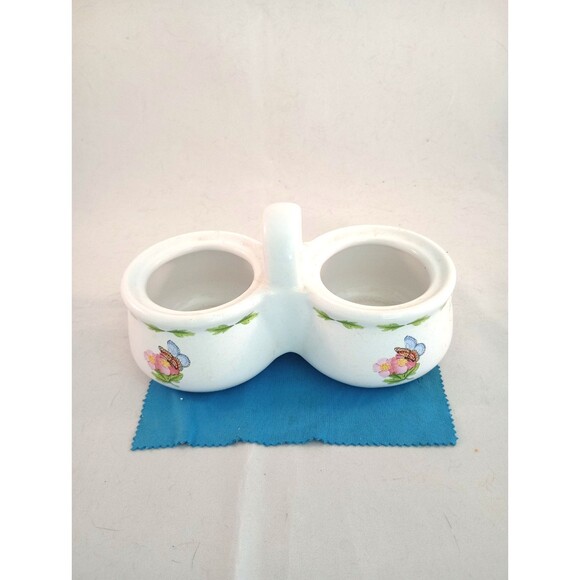 Hallmark Vtg Houston Harvest Cream / Sugar Server Bowl W/ Spoons And Lids - Picture 4 of 6